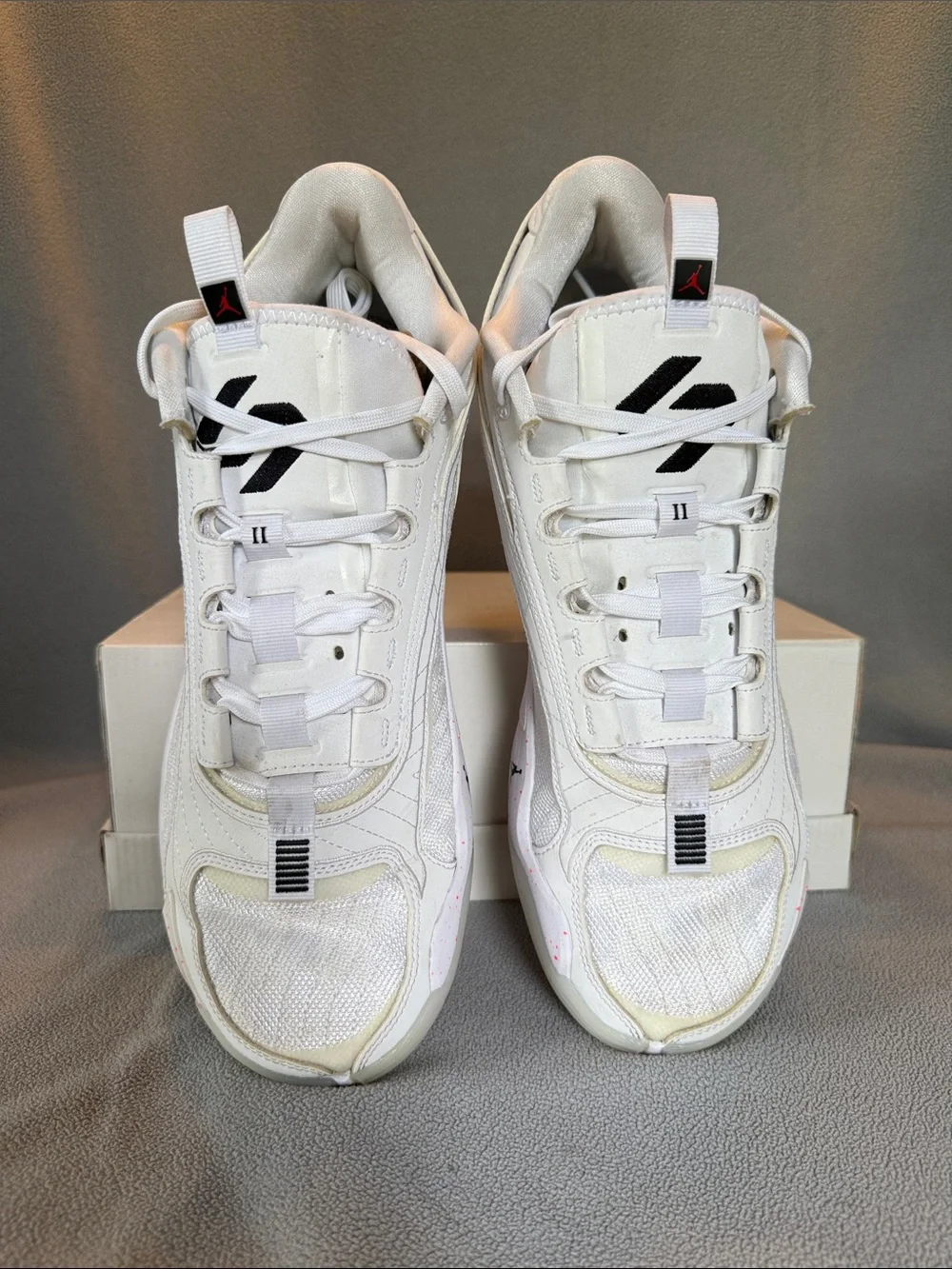 Used men Luka 2 White Sneakers with Pink Speckle Accents